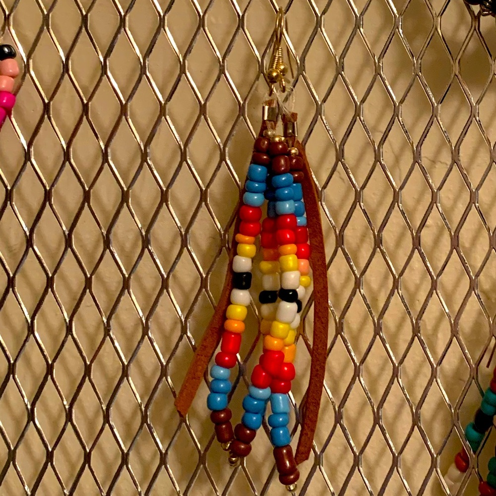 Handmade beaded dangle earrings